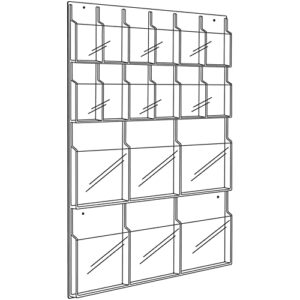 Safco Products Clear Literature Rack, Combination, 6 Magazine Pockets, 12 Pamphlet Pockets,45"x30"x2",5600CL