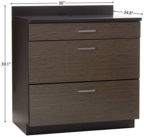 Safco Products 1703AN Modular Hospitality Breakroom Base Cabinet, 3 Drawer, Asian Night Base/Black Top