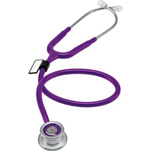 mdf pulse time 2-in-1 digital lcd clock and single head stethoscope - purple (mdf740-08)