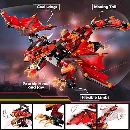 HOGOKIDS Remote & APP Controlled Dragon Building Set - STEM Projects for Kids Ages 8-12 Rechargeable Fire Dragon Kit Gift for Boys Girls 8 9 10 11 12 13 14+ Years Old New 2022 (485 Pieces)