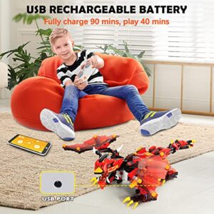 HOGOKIDS Remote & APP Controlled Dragon Building Set - STEM Projects for Kids Ages 8-12 Rechargeable Fire Dragon Kit Gift for Boys Girls 8 9 10 11 12 13 14+ Years Old New 2022 (485 Pieces)