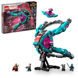 lego marvel the new guardians’ ship 76255, spaceship building toy with 5 minifigures, collectible model from guardians of the galaxy 3, displayable super hero gift idea for kids and teens ages 10+