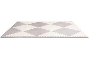 skip hop baby play mat, interlocking foam floor tiles, 70" x 56", playspot, grey/cream