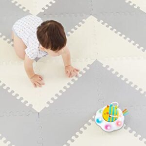 Skip Hop Baby Play Mat, Interlocking Foam Floor Tiles, 70" x 56", Playspot, Grey/Cream