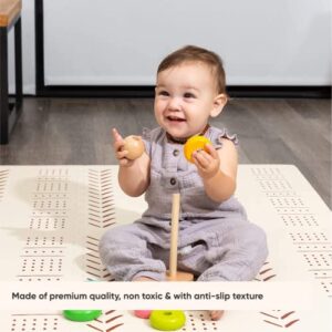 CHILDLIKE BEHAVIOR Baby Play Mat - Play Pen Tummy Time Mat & Crawling Mat Foam Play Mat for Baby with Interlocking Floor Tiles 72x48 Inches Puzzle - Baby Floor Mat Infants & Toddlers (X-Large, Beige)