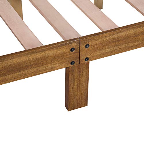 PrimaSleep 14 Inch Solid Wood Platform Bed Frame, Queen, Light Brown