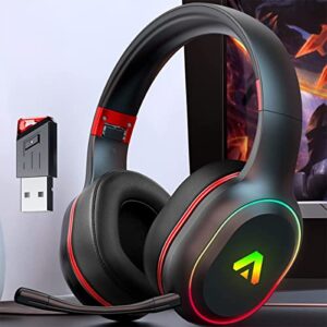 2.4ghz bluetooth wireless gaming headset for ps4 ps5 pc nintendo switch, wireless gaming headset with detachable noise canceling microphone 30h playtime ps5 headset wireless headset for gaming