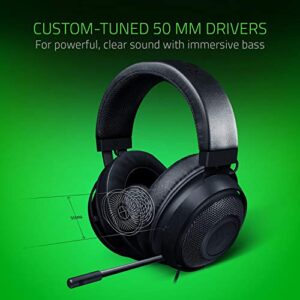 Razer Kraken Gaming Headset: Lightweight Aluminum Frame - Retractable Noise Isolating Microphone - For PC, PS4, PS5, Switch, Xbox One, Xbox Series X & S, Mobile - 3.5 mm Headphone Jack - Classic Black