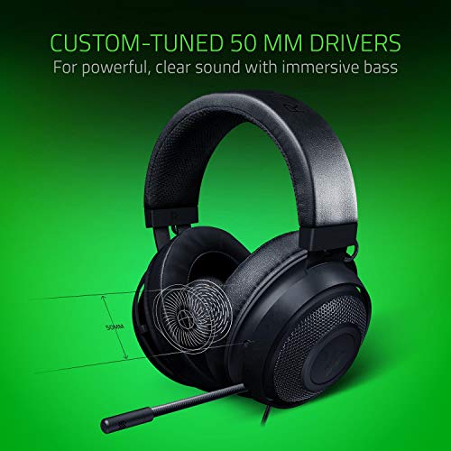 Razer Kraken Gaming Headset: Lightweight Aluminum Frame - Retractable Noise Isolating Microphone - For PC, PS4, PS5, Switch, Xbox One, Xbox Series X & S, Mobile - 3.5 mm Headphone Jack - Classic Black