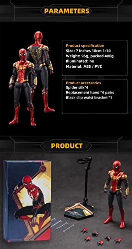licy618 7 Inch Iron Spiderman Action Figure (1/10 Scale) Exquisite Painting 20 Joints Movable Action Figure