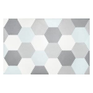 baby brielle soft non-toxic extra thick interlocking hexagon tile foam for babies and toddlers - exercise mats for crawling, playing grey & white floor mat for nursery, play room - 48”x72”, 38 pieces