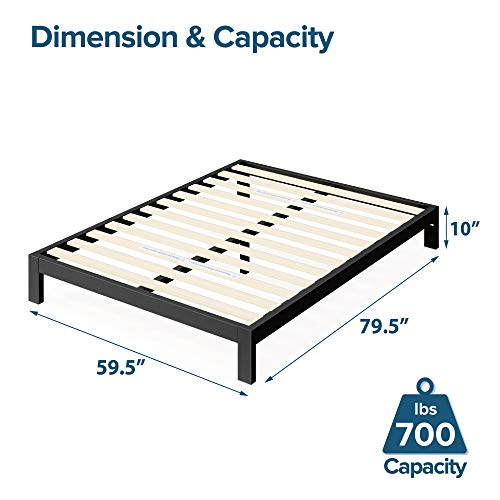 ZINUS Arnav Metal Platform Bed Frame / Wood Slat Support / No Box Spring Needed / Easy Assembly, Black, Queen