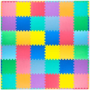 prosourcefit puzzle solid foam play mat for kids - 36 tiles with edges