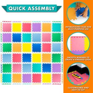 ProsourceFit Puzzle Solid Foam Play Mat for Kids - 36 tiles with edges