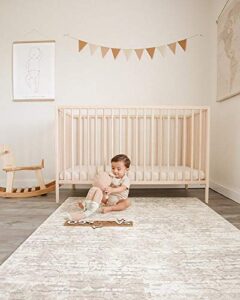 famokids - baby play mat, tummy time mat, soft & comfortable foam play mat for baby, interlocking foam mat, non-toxic & waterproof mat, medium, 4 x 6 ft, amber (beige)