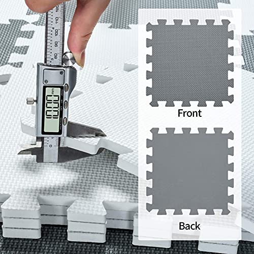 qqpp EVA Rubber 18 Tiles Interlocking Puzzle Foam Floor Mats - Baby Play Mat for Playing | Exercise Mat for Home Workout. Gray. QC-Lb18N