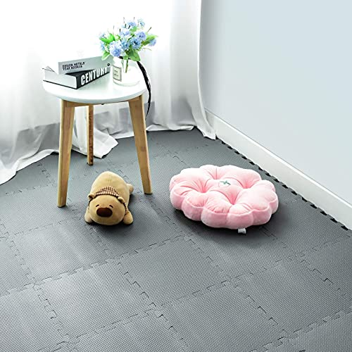 qqpp EVA Rubber 18 Tiles Interlocking Puzzle Foam Floor Mats - Baby Play Mat for Playing | Exercise Mat for Home Workout. Gray. QC-Lb18N