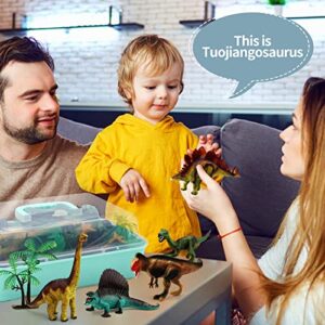 Deejoy Dinosaur Toys,Activity Play Mat & Trees & rockery,Realistic Jurassic Dinosaur Playset to Create a Dino World Including T-Rex,Triceratops,Velociraptor,Great Gift for Boys Girls 3-5