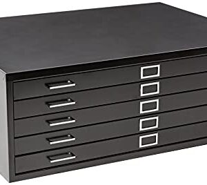 Safco Products Flat File for 42" W x 30" D Documents, 5-Drawer (Additional Options Sold Separately), Black