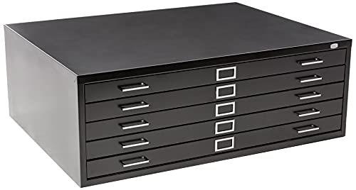 Safco Products Flat File for 42" W x 30" D Documents, 5-Drawer (Additional Options Sold Separately), Black