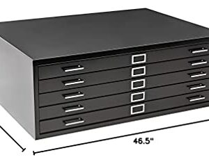 Safco Products Flat File for 42" W x 30" D Documents, 5-Drawer (Additional Options Sold Separately), Black