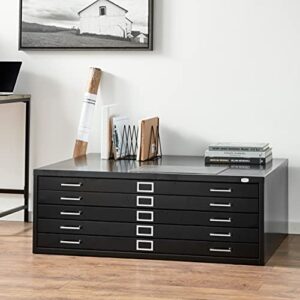 Safco Products Flat File for 42" W x 30" D Documents, 5-Drawer (Additional Options Sold Separately), Black