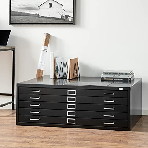 Safco Products Flat File for 42" W x 30" D Documents, 5-Drawer (Additional Options Sold Separately), Black