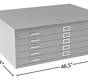 Safco Products Flat File for 42" W x 30" D Documents, 5-Drawer (Additional Options Sold Separately), Black