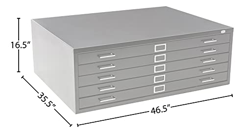 Safco Products Flat File for 42" W x 30" D Documents, 5-Drawer (Additional Options Sold Separately), Black