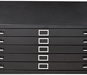 Safco Products Flat File for 42" W x 30" D Documents, 5-Drawer (Additional Options Sold Separately), Black