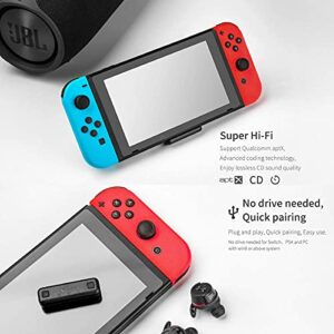 GuliKit Route Air Pro Bluetooth Adapter for Nintendo Switch/Switch OLED/Switch Lite PS4 PC, Bluetooth Wireless Audio Transmitter with aptX LL, Support in-Game Voice Chat, Connect Bluetooth Headphones