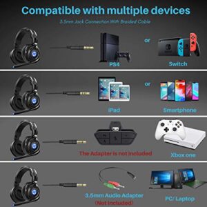 HP Headset with Microphone for PC, Wired, PS5 Headset Wired Headphones with Mic, PS4 Gaming Headset with Mic, Nintendo Switch, Laptop, Headphones Wired and LED Light