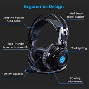 HP Headset with Microphone for PC, Wired, PS5 Headset Wired Headphones with Mic, PS4 Gaming Headset with Mic, Nintendo Switch, Laptop, Headphones Wired and LED Light