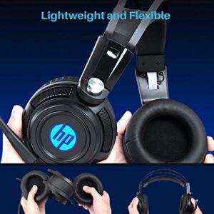 HP Headset with Microphone for PC, Wired, PS5 Headset Wired Headphones with Mic, PS4 Gaming Headset with Mic, Nintendo Switch, Laptop, Headphones Wired and LED Light