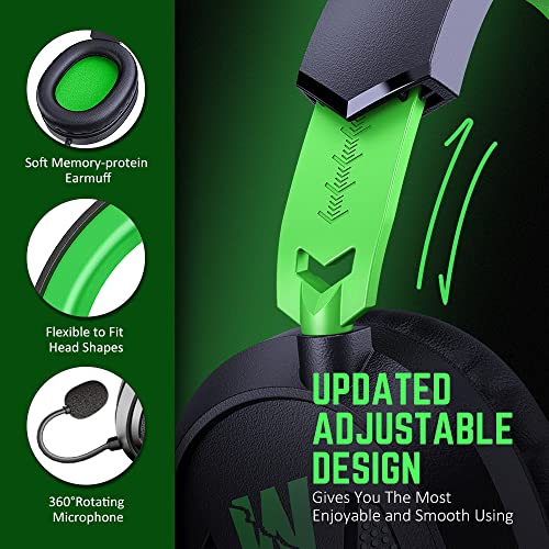 WolfLawS G9300 Gaming Headset Headphones for PS4 PS5 Xbox One PC Switch with Microphone, Over Ear Gaming Headsets with Bass Surround Sound, Memory Foam Ear Pads for Game Boy Sony PSP Sega Gensis