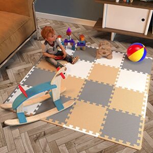 Angels Foam Play Mats Tiles with Borders, 32 pcs Set - Playmat Multi Use, Create & Build A Safe Play Area Interlocking Puzzle eva Non-Toxic Floor for Children Toddler Infant Kids Baby Toy Room & Yard