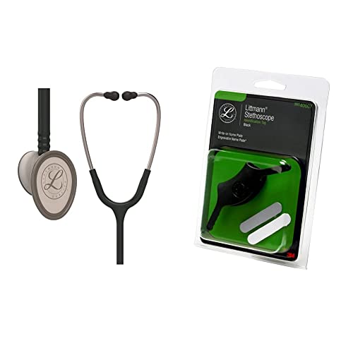 3M Littmann Lightweight II S.E. Stethoscope, Black Tube, 28 Inch, 2450 & 40007 Stethoscope Identification Tag, Black