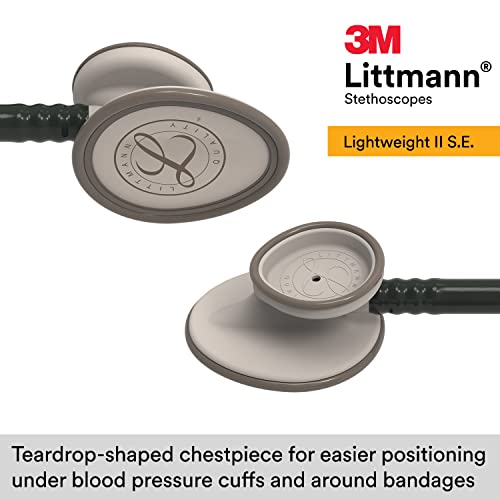 3M Littmann Lightweight II S.E. Stethoscope, Black Tube, 28 Inch, 2450 & 40007 Stethoscope Identification Tag, Black