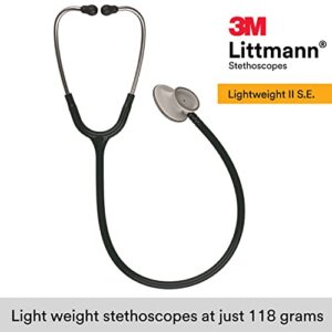 3M Littmann Lightweight II S.E. Stethoscope, Black Tube, 28 Inch, 2450 & 40007 Stethoscope Identification Tag, Black