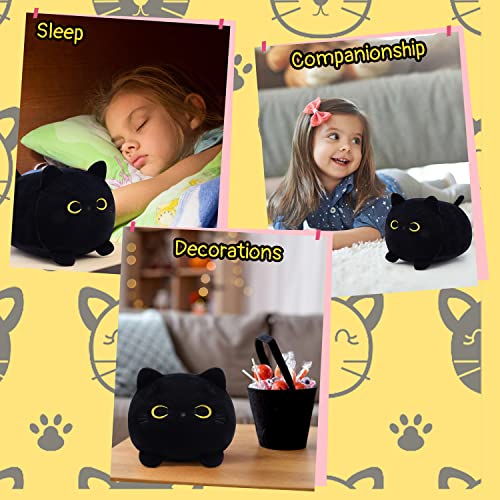 MUFEIRUO Black Cat Plush Black Cat Stuffed Animals Plush Toy, Kawaii Black Cat Pillow Plush Cat Plushie Stuffed Black Cat Toys, Cute Small Stuffed Animal Cat for Kids Birthday Home Decoration