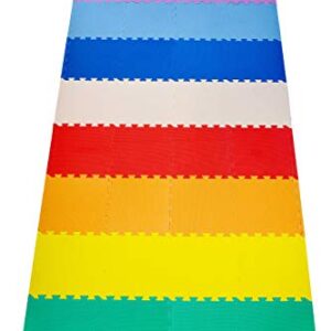 KC Cubs Soft & Safe Non-Toxic Children’s Interlocking Multicolor Exercise Puzzle EVA Play Foam Mat for Kids’s Floor & Nursery Room, 36 Tiles, 9 Colors, 11.5” x 11.5”, 54 Borders (EVA002)