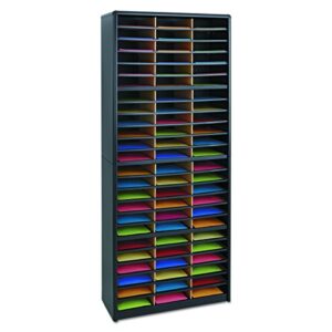 Safco Products Value Sorter Literature Organizer, 72 Compartment 7131BL, Black, Commercial-grade Steel Shell, Fiberboard Shelves, Value-priced