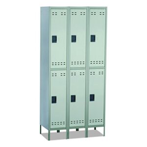 safco products double tier locker, 3 column, gray