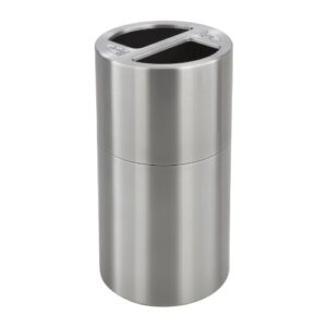 safco products 9931ss dual bin recycling and trash can, 30 gallon total, two separate liners, decals included, silver