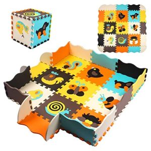 stillcool baby play mat with fence 0.39 inch thick interlocking foam floor tiles kids puzzle mat baby crawling mat