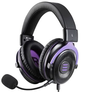 eksa e900 headset with microphone for pc, ps4,ps5, xbox - detachable noise canceling mic, 3d surround sound, comfort sturdy, wired headphone for gaming, computer, laptop, switch, handheld (3.5mm jack)