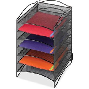 safco products onyx mesh steel literature organizer, 6 compartments, black | increase efficiency & convenience in home, office & classrooms|desktop/tabletop