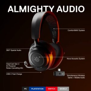 NEW SteelSeries Arctis Nova 7 Wireless Multi-Platform Gaming Headset – Simultaneous Wireless 2.4GHz & Bluetooth – Comfort Design - Fast Charging 38Hr Battery – PC, PS, Switch, Mobile