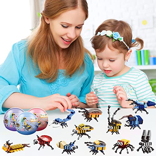 WINGIFT 12 Pcs Scorpion Building Blocks Set-12 in 1 Pre Filled Easter Eggs, Egg Surprise Animal Toys, Easter Egg Hunting,Easter Basket Stuffers,Party Favor for Kids,Birthday,Goodie Bag,Carnival Prizes