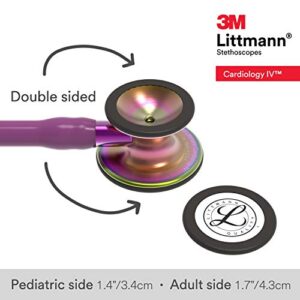 3M Littmann Cardiology IV Diagnostic Stethoscope, Rainbow-Finish Chestpiece, Plum Tube, Violet Stem and Black Headset, 27 inch, 6205 & 40007 Stethoscope Identification Tag, Black